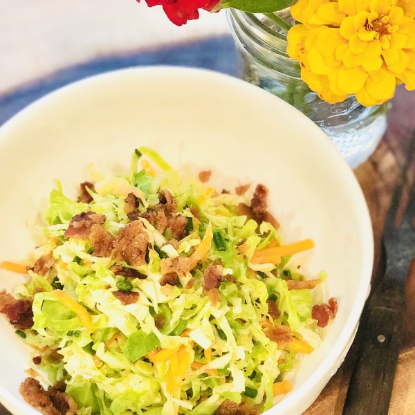 Shaved Brussel Sprout Salad with Lemon Mustard Dressing